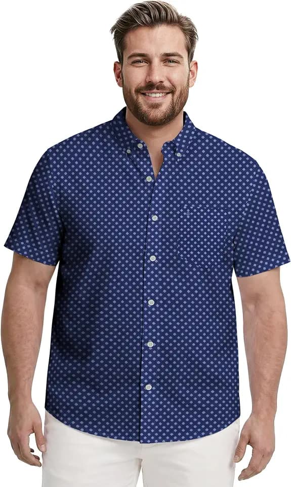 IZOD Men's Big & Tall Short Sleeve Breeze Woven Button Down Shirt