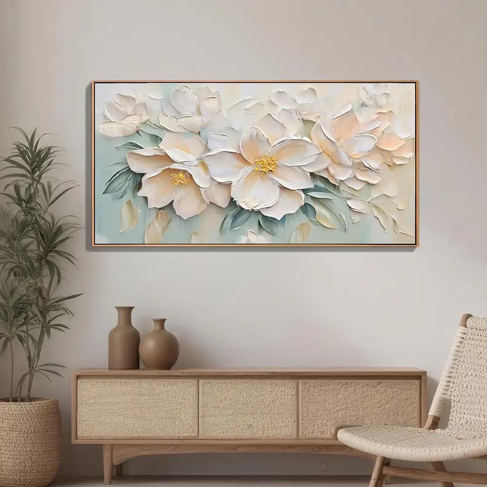 Anolyfi Framed Floral Extra Large Canvas Wall Art for Living Room 58"x29"