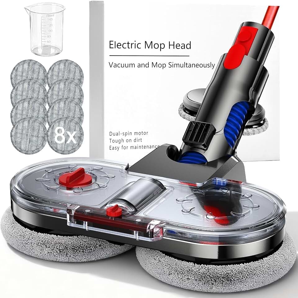 NIKYJM Wischaufsatz für Dyson V7/V8/V10/V11/V15 Zubehör Wischaufsatz für Dyson Wischmopp Aufsatz für Dyson mit Abnehmbaren Wassertank, Füllbehälter und 8 Waschbare Mopps