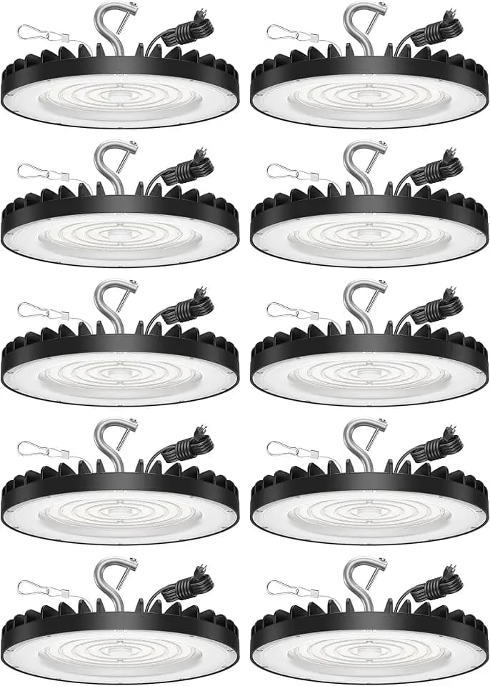 10 Pack UFO High Bay Led Shop Lights 150W, 21,000lm 5000K, ETL