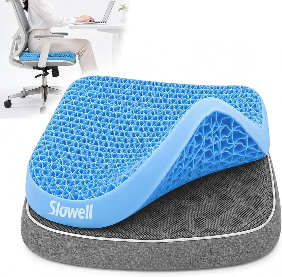 Slowell Double Layer TPE Gel Cushion, Coccyx Support Long Sitting 2.2 Thick