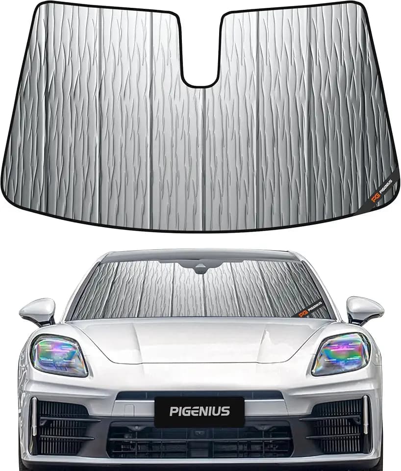 Pigenius Windshield Sunshade for Porsche Panamera 2017-2023 (971) Sedan/Turismo, Reversible Silver/Black