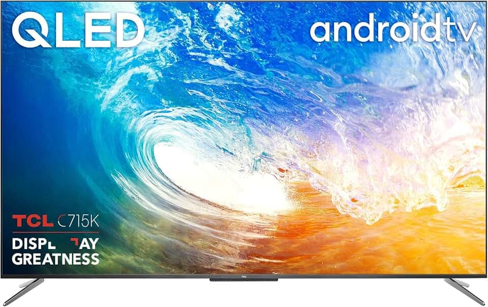 TCL 50C715K 50 Zoll QLED-Fernseher, 4K Ultra HD HDR 10+ Dolby Vision, Smart Android TV mit Freeview Play, Freisprech-Sprachsteuerung, rahmenloses Design, funktioniert mit Google Assistant & Alexa