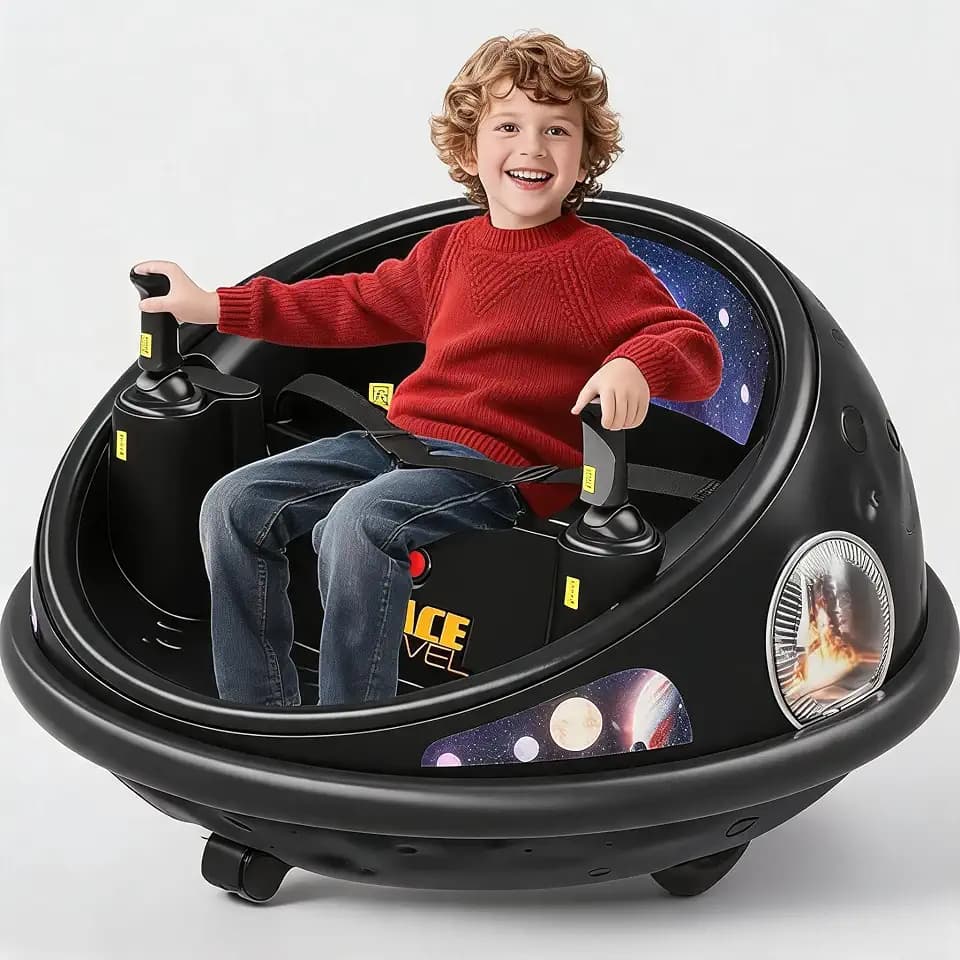 Garvee 12V Kids Electric Bumper Car with 360° Spin & Parent Remote Control, Rechargeable Ride-on Car with LED Lights and Soft Bumper for Indoor Outdoor Fun
