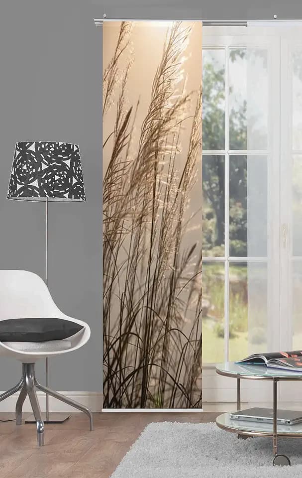 Home Fashion 87997-711 Caruso Schiebevorhang Digitaldruck, Stoff, Natur, 245 x 60 cm