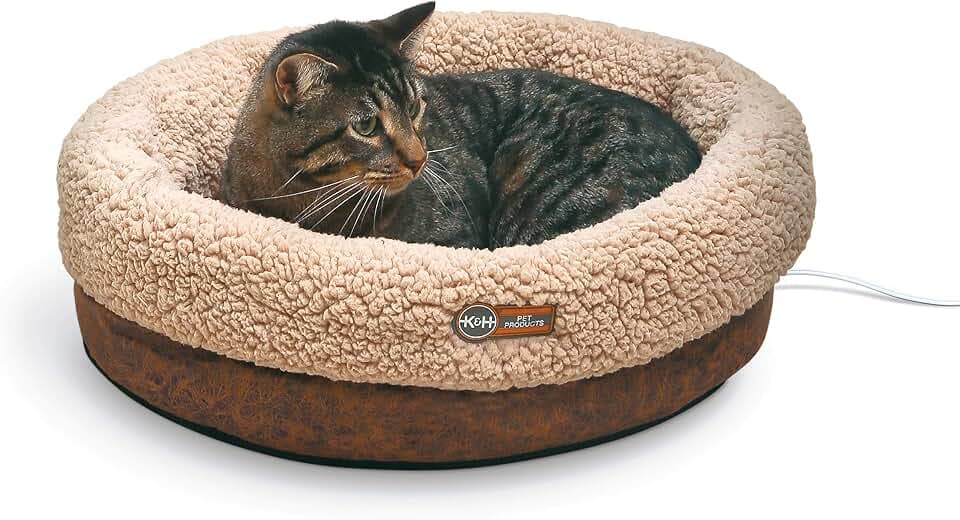K&H Heated Cat Bed, Thermo-Snuggle Cup Bomber Indoor, Safety Listed, 18x14