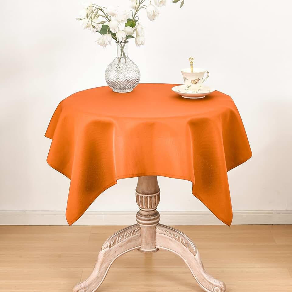 Square Small Tablecloth, 36 x 36 Inch, Stain and Wrinkle Resistant Machine Washable Polyester Table Cloth, Fabric Nightstand End Table Cover Orange