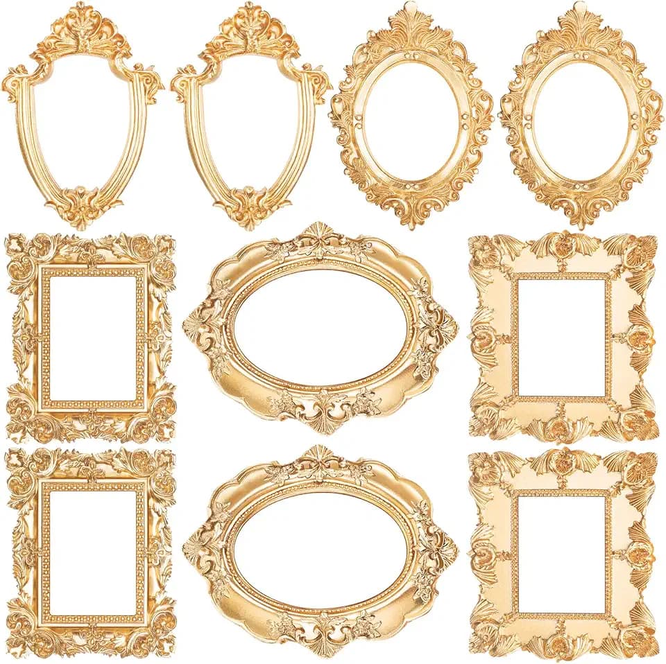 Yalikop 10 Pcs 4.9 x 4 Small Picture Frames, Mini Vintage Gold Frames