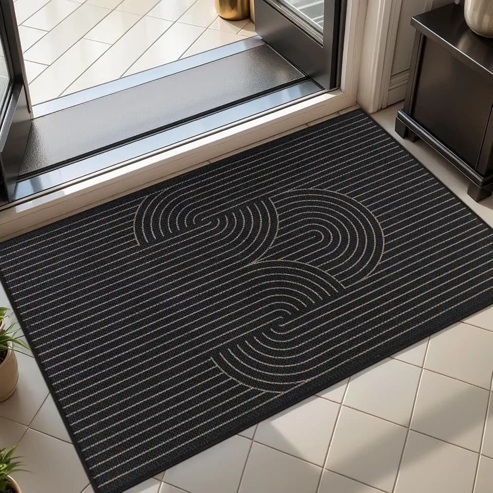 Tangsoo Black Easy Jute 2x3 Small Rug for Entry,Washable Non-Slip Door Mat