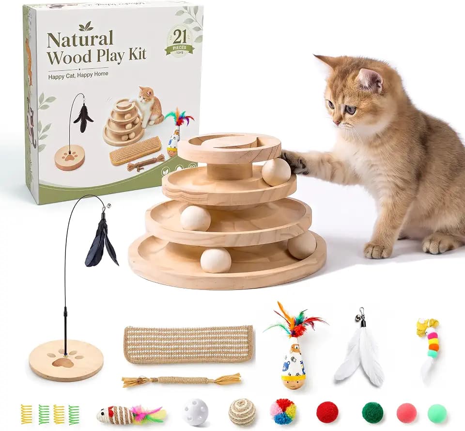Cat Ball Track, 20 Pcs Interactive Cat Toys for Indoor Cats
