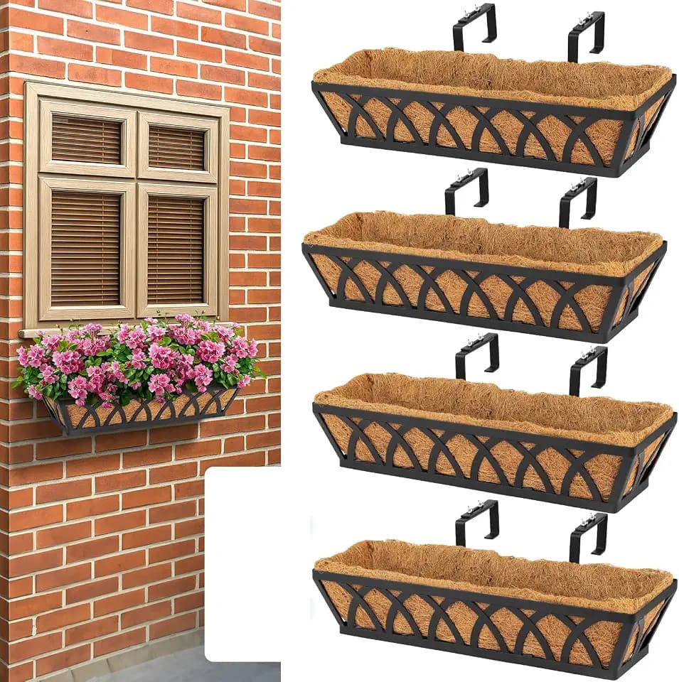 4 Pack 36IN Window Box Planter Basket w/Adjustable Brackets (S1)