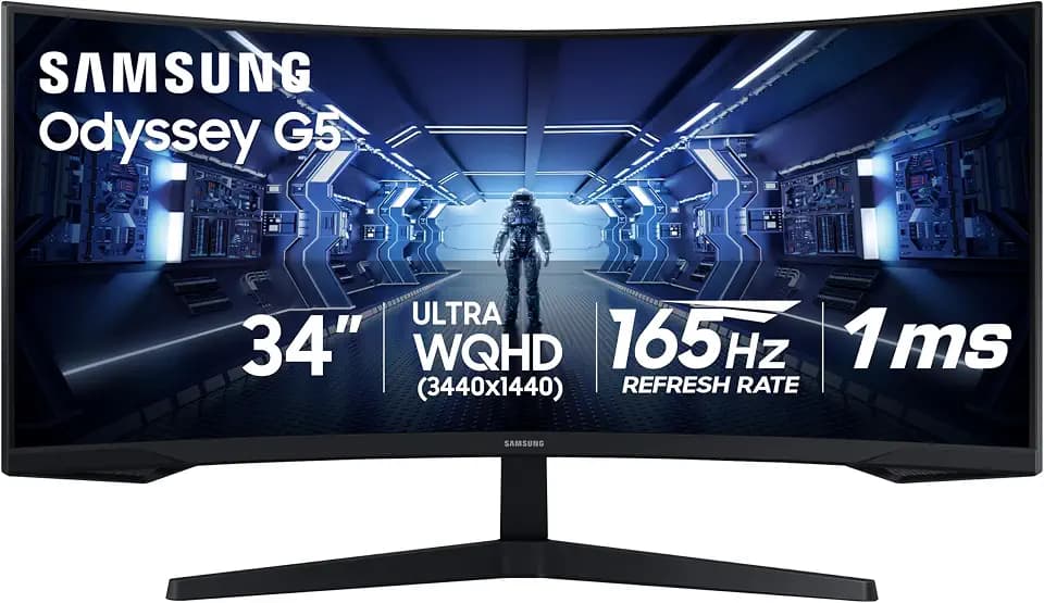 Samsung 34' Odyssey G5 Ultra-Wide Gaming Monitor with 1000R Curved Screen