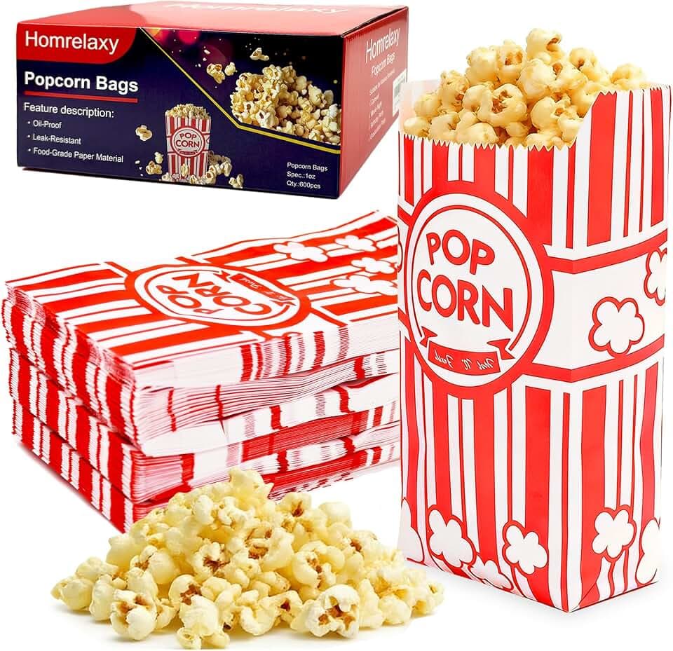 Homrelaxy 600 Pcs Paper Popcorn Bags for Party, 1 oz Individual Servings