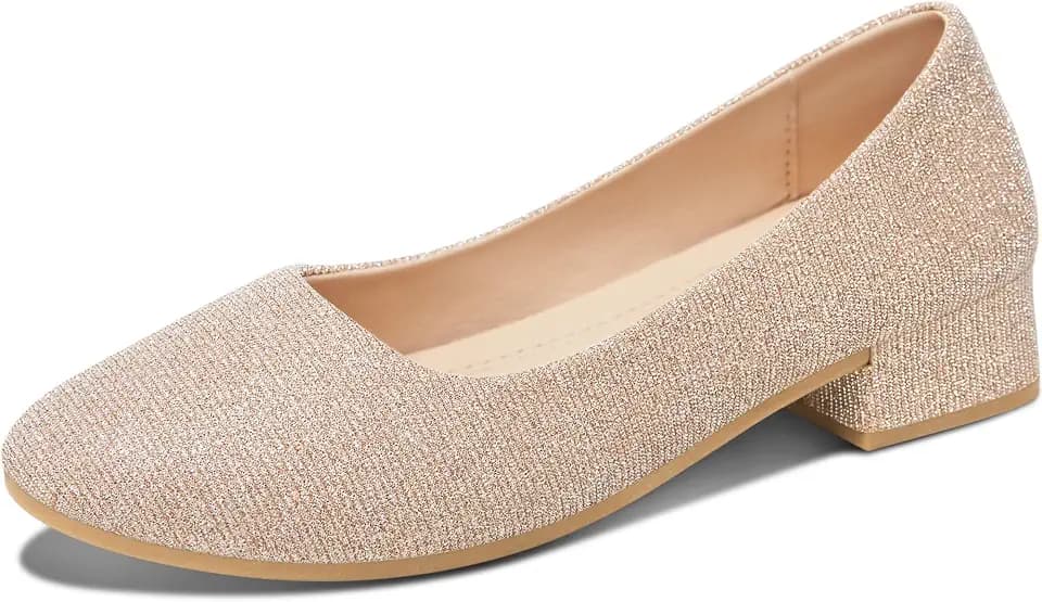 ALTOCIS Women’s Low Block Chunky Heels Pumps Ladies Elegant Closed Round Toe Pumps Shoes Low Platform Office Pumps Shoes