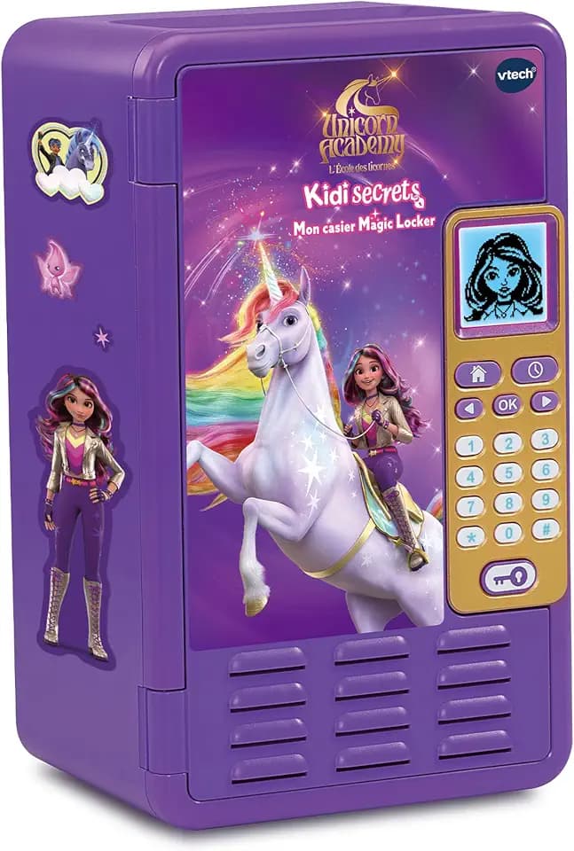 VTech KidiSecrets Mein Schließfach Magic Locker Die Schule der Einhörner – Geheimtruhe mit Code, Spiele, Wecker und Musik – Geheimbox personalisierbar – Geschenk für Kinder ab 5 Jahren – Inhalt auf