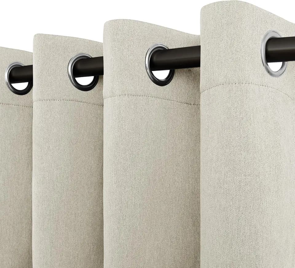 Easy-Going Linen Look Grommet Blackout Curtains, 2 Panels 52x84 Inch