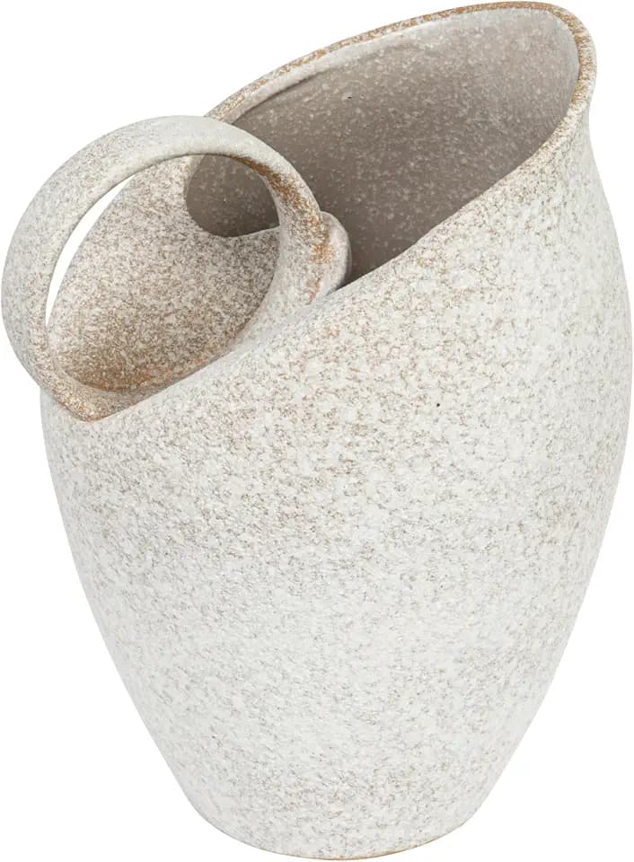 9 Inches 82-Ounce Textured Stoneware Pitcher in Reactive Glaze, White