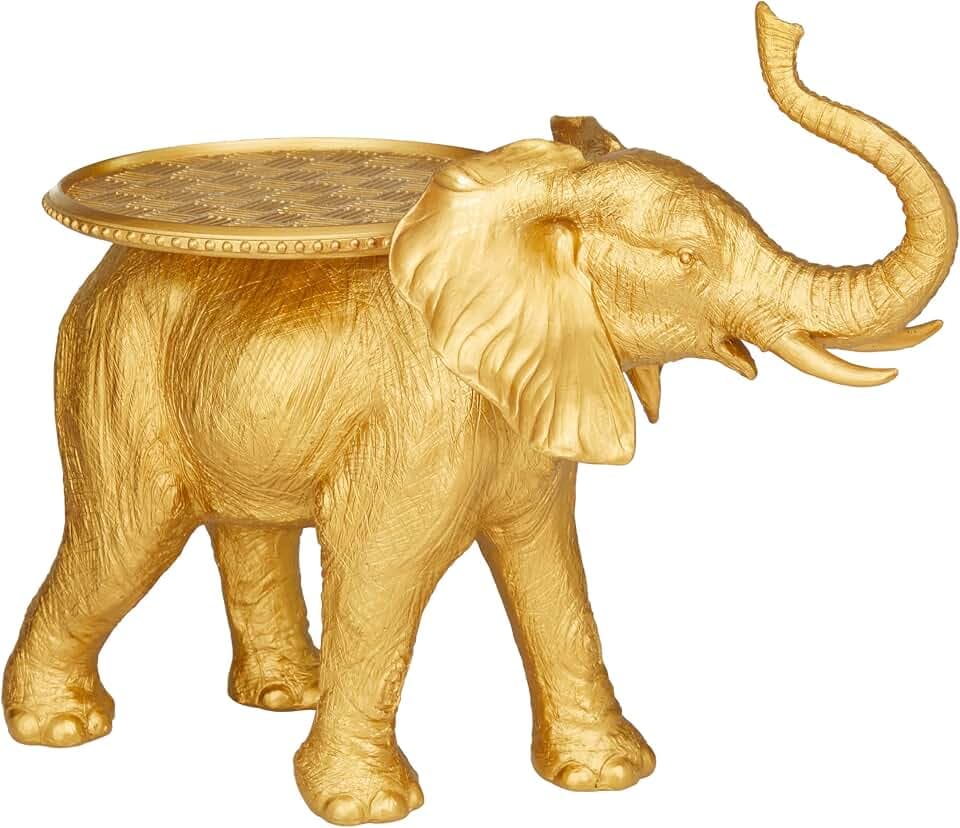 Deco 79 Polyresin Elephant Decorative Sculpture Home Decor Statue, Accent Figurine 22" x 11" x 18", Gold