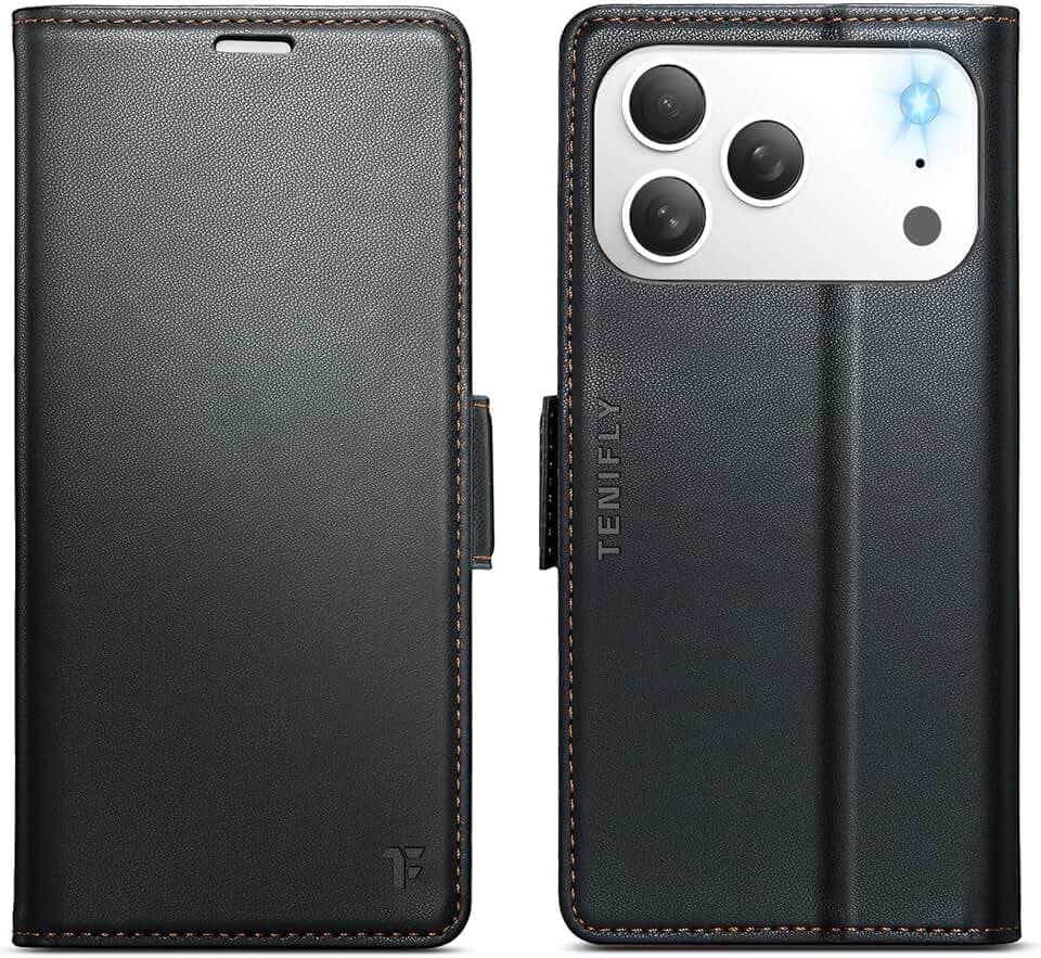 Wallet Case for iPhone 18 Pro/17 Pro with Card Holder Black