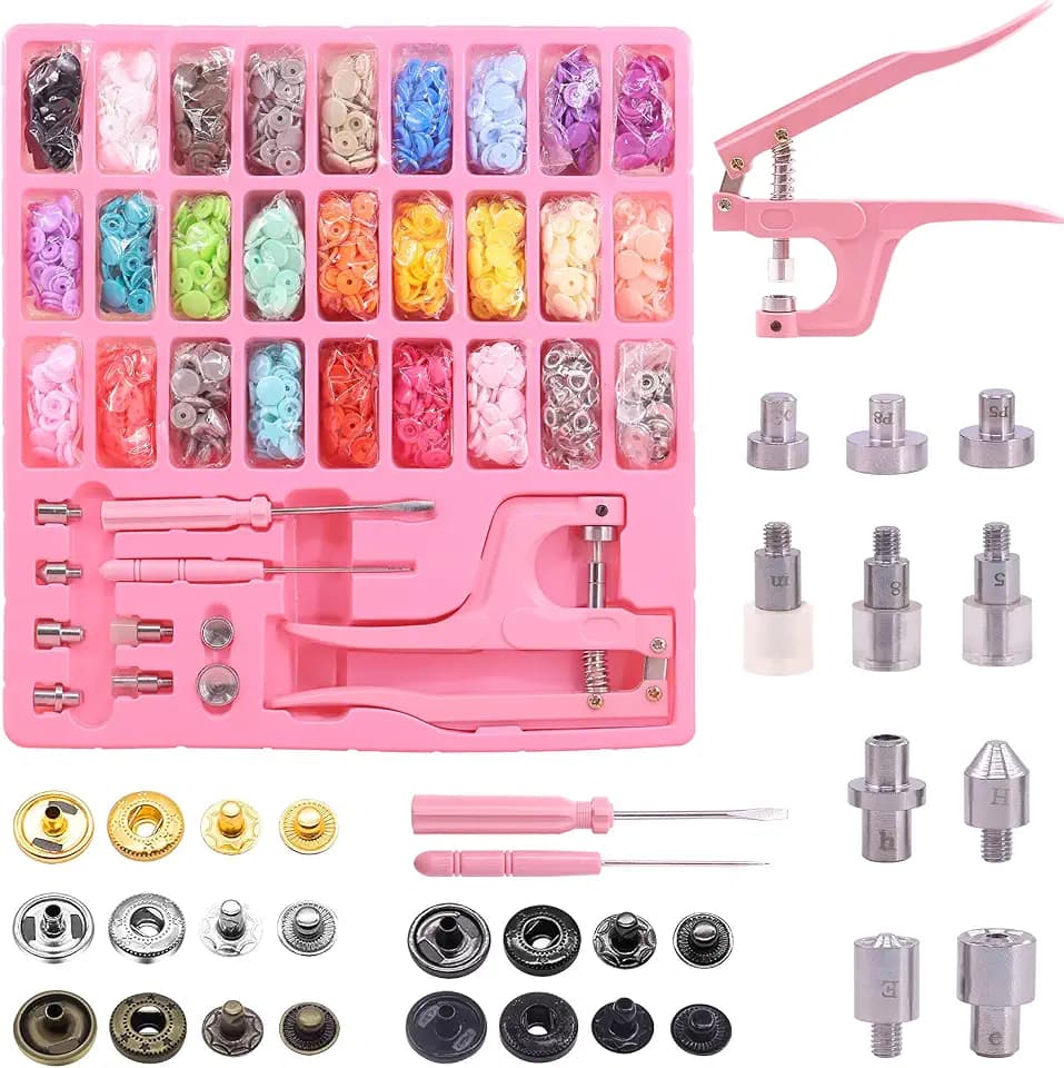 Swpeet Nähknöpfe mit Druckknöpfen, 300 Sets T3/T5/T8 Kunststoff Metall No-Sew Knöpfe für Kleidung, Lätzchen, Regenmantel, Basteln DIY handgefertigt (Pink)