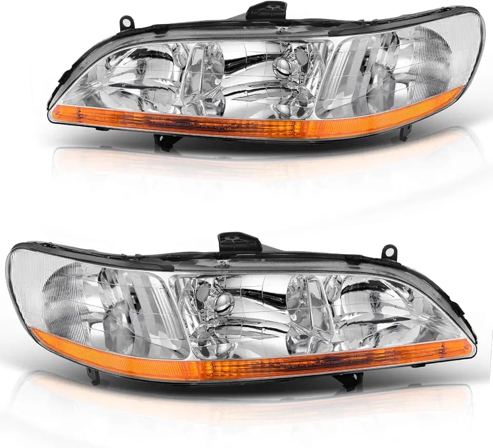 DWVO Headlight Assembly Compatible with 1998-2002 Honda Accord Chrome