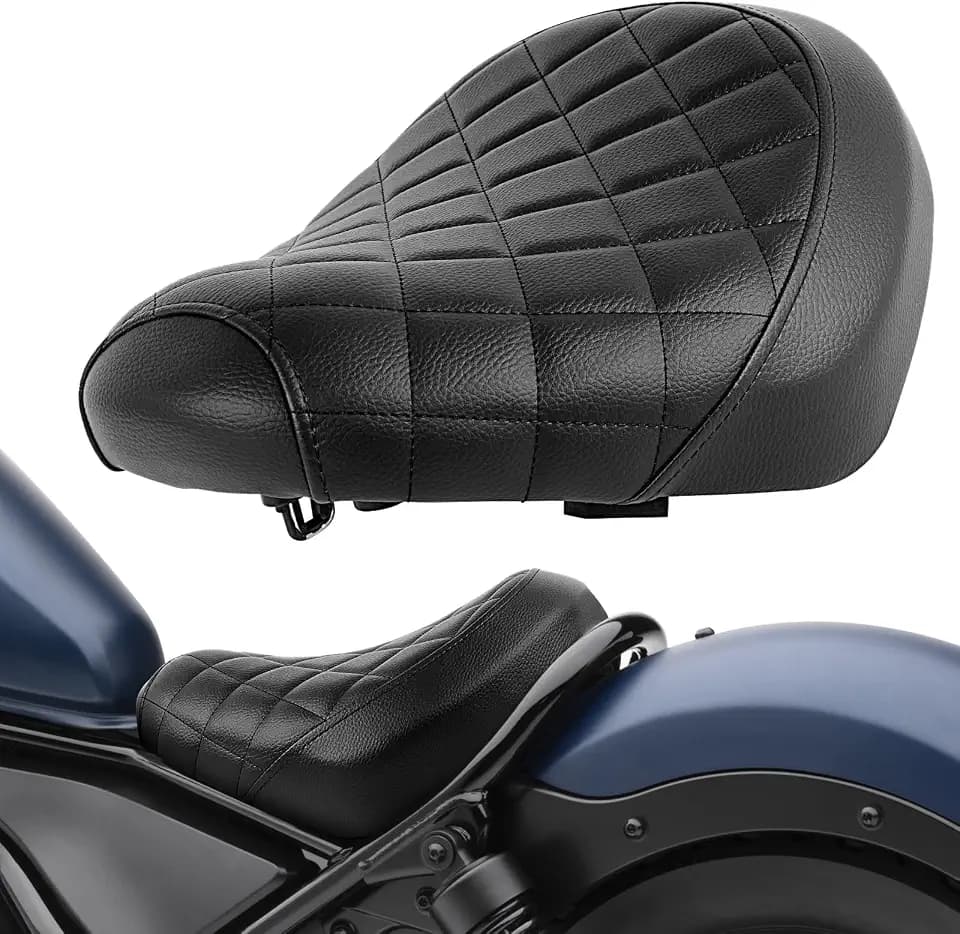 DREAMIZER Motorcycle Solo Seat Silicone Cushion Front Rider Seats Compatible with Honda Rebel CMX1100 2021-2025 (Black Rhombus Pattern-Rider)