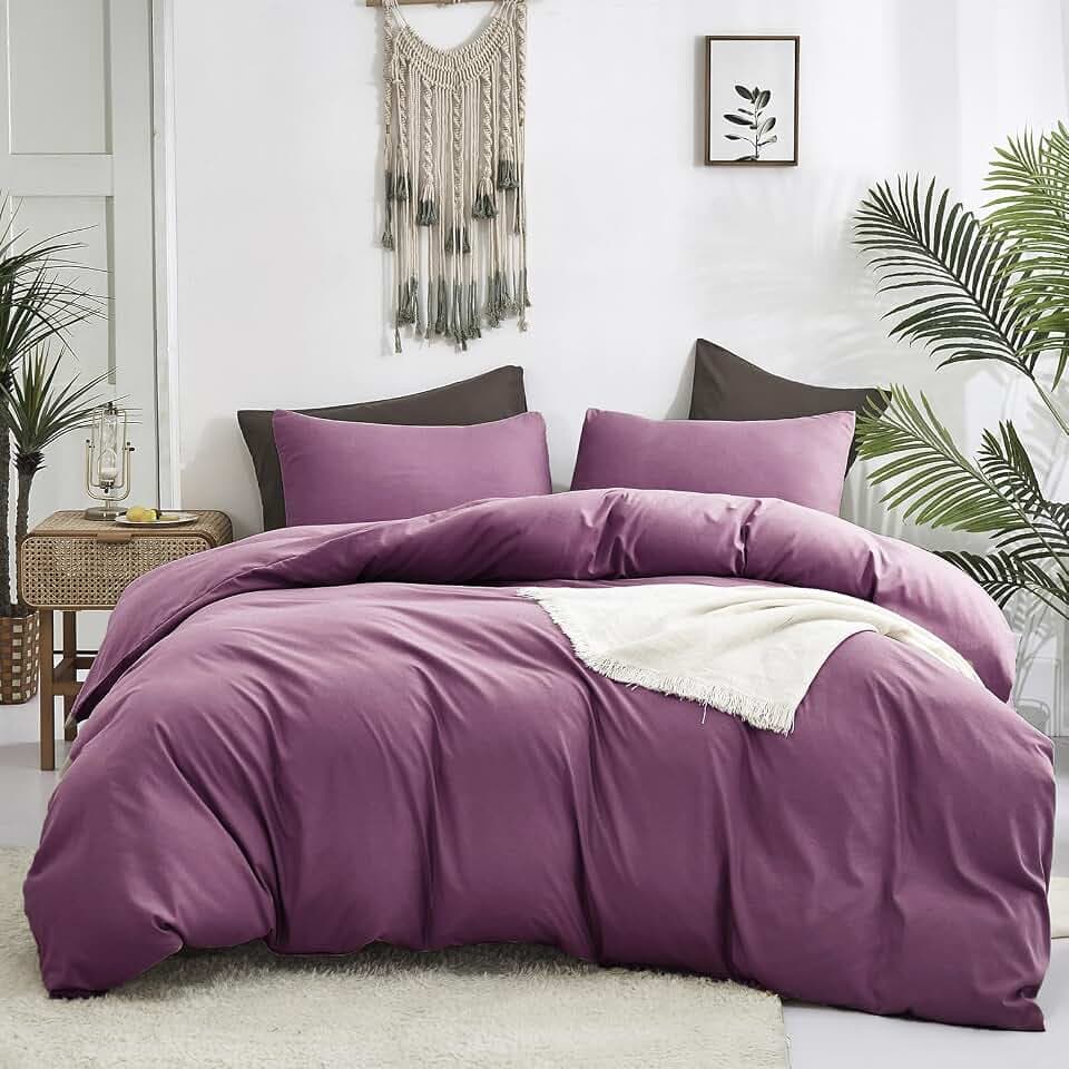 Luxlovery Purple Comforter Set Full Dusty Purple Bedding Comforter Set Modern Solid Lilac Soft Breathable Pale Mauve Blanket Quilts 3 Piece Bedding Set for Women Men Adults