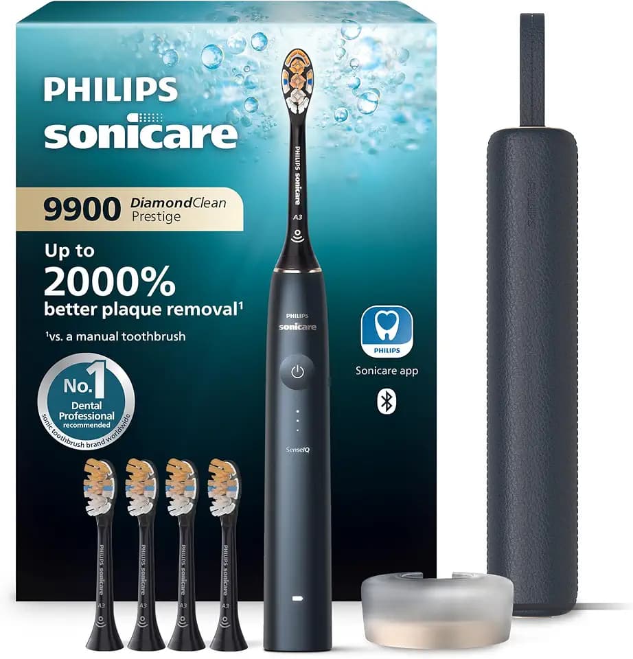 Philips Sonicare 9900 Prestige Electric Toothbrush, 5 Brush Heads, Blue