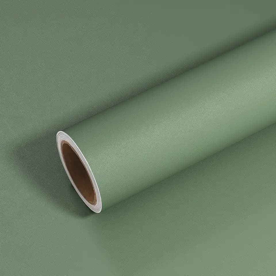 VEELIKE 15.7''x118'' Thick Sage Green Contact Paper for Cabinets Walls Peel and Stick Removable Green Wallpaper for Bedroom Bathroom Waterproof Self Adhesive Green Wall Paper for Kitchen Counter Vinyl