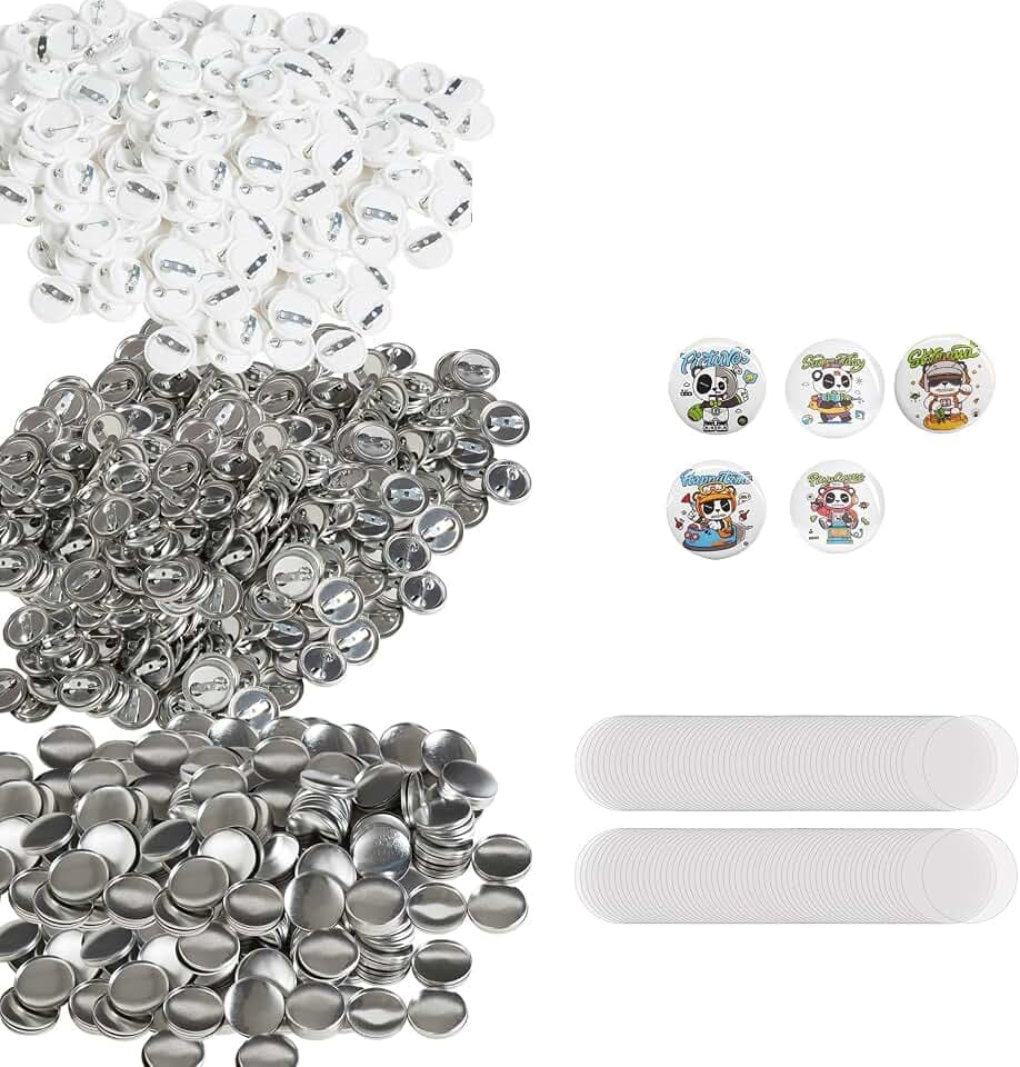 VEVOR Buttonmaschine Knopfmachermaschine Zubehör Badge Punch Press 25 mm, DIY Badge Press Machine Ersatzteile 500 STK. Abzeichenpressmaschine, Metall + Kunststoff / 250 + 250 STK. Abzeichen