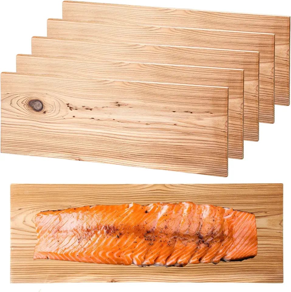 Landical 3/6/10/13/20 Pcs XL XXL Large Cedar Plank for Grilling Salmon Thicker Design Full Filet of Meat Fish Veggies Adding Extra Smoke and Flavor Soaking Fast Easy to Use(6 Pcs,15 x 5.5 Inches)