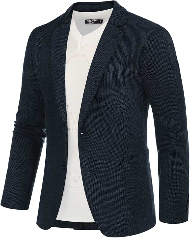 PJ PAUL JONES Sakko Herren Sportlich Klassisch British Blazer 2 Knöpfe Modern Strick Blazer Anzugjacke für Männer