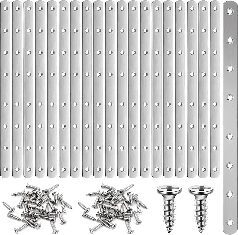Zonon 20 Pcs Silver Flat Mending Plate 12" Stainless Steel Bracket
