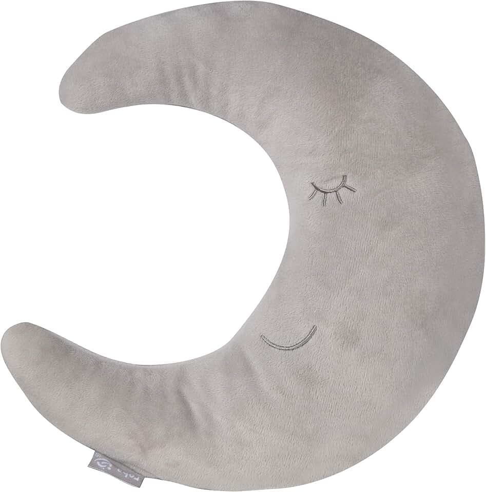 roba Nackenkissen in Mond Form - roba Style - Weiches Deko Kissen für Baby & Kinderzimmer - Kuschelkissen für Mädchen & Jungen - Grau