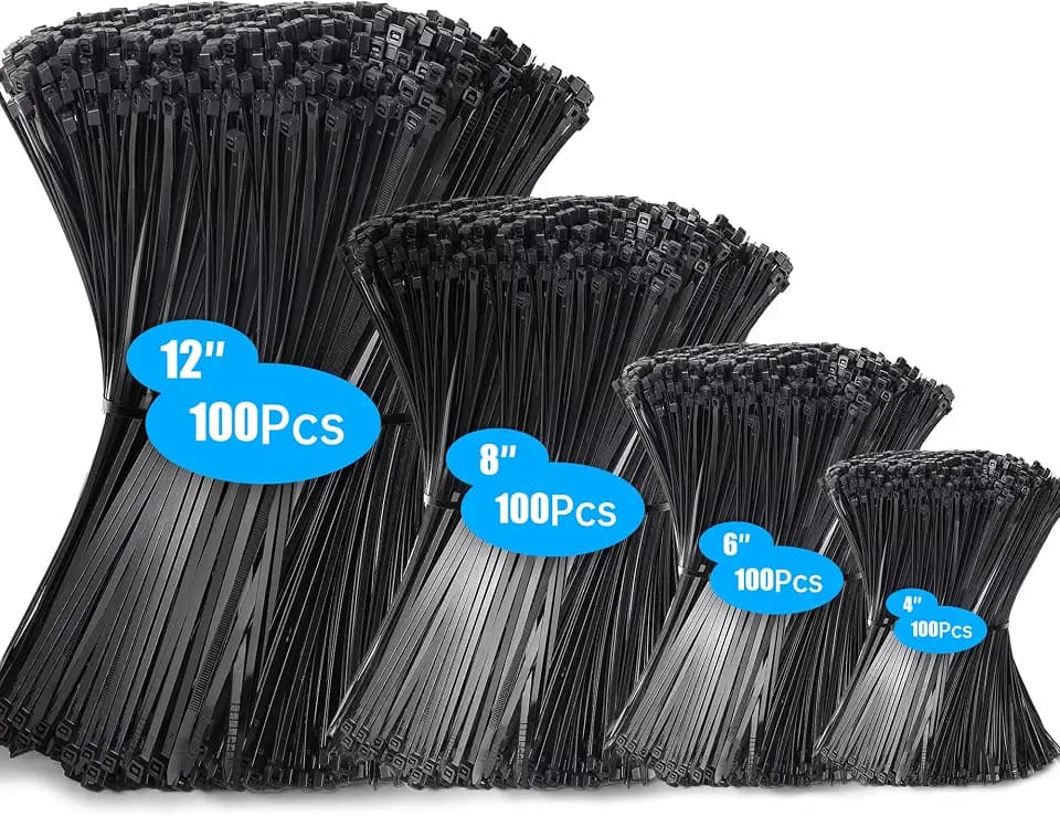 Hosuni Kabelbinder Schwarz Set, Kabelbinder UV Beständig,Cable Ties Nylon Verschiedene Größen für Kabelmanagement,Gartenarbeit,Wohnen,Werkstätten