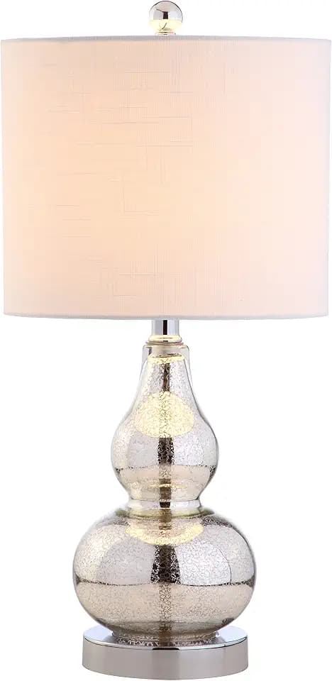 JONATHAN Y Anya Gourd Glass Table Lamp 20.5", Mercury Silver
