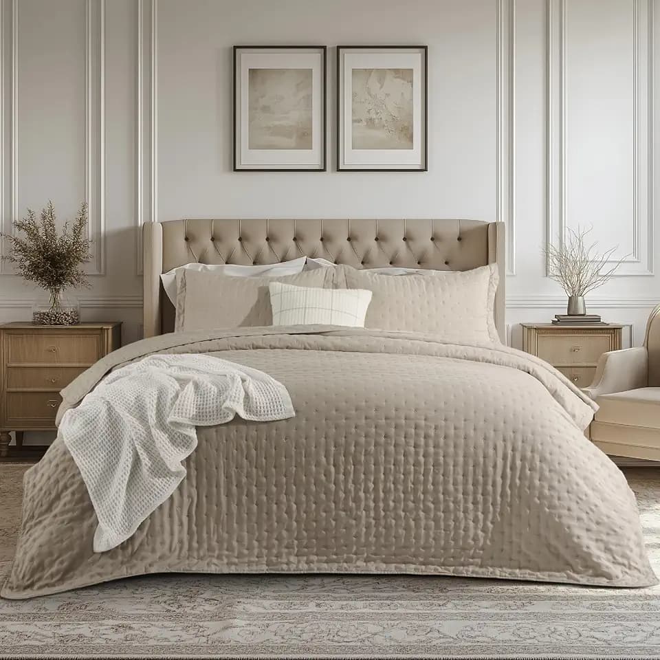 Bedsure Twin/Twin XL Quilt Bedspread, Lightweight Comforter, Taupe Coverlet