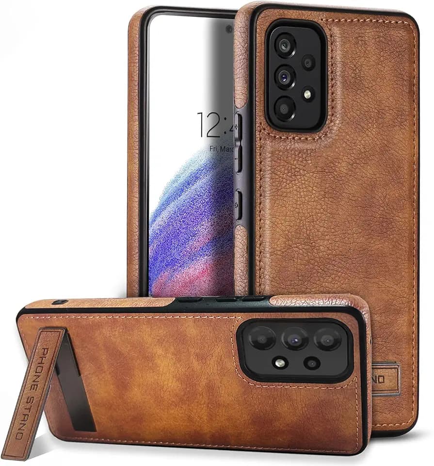 Leather Case with Stand for Samsung Galaxy A53 Case Brown