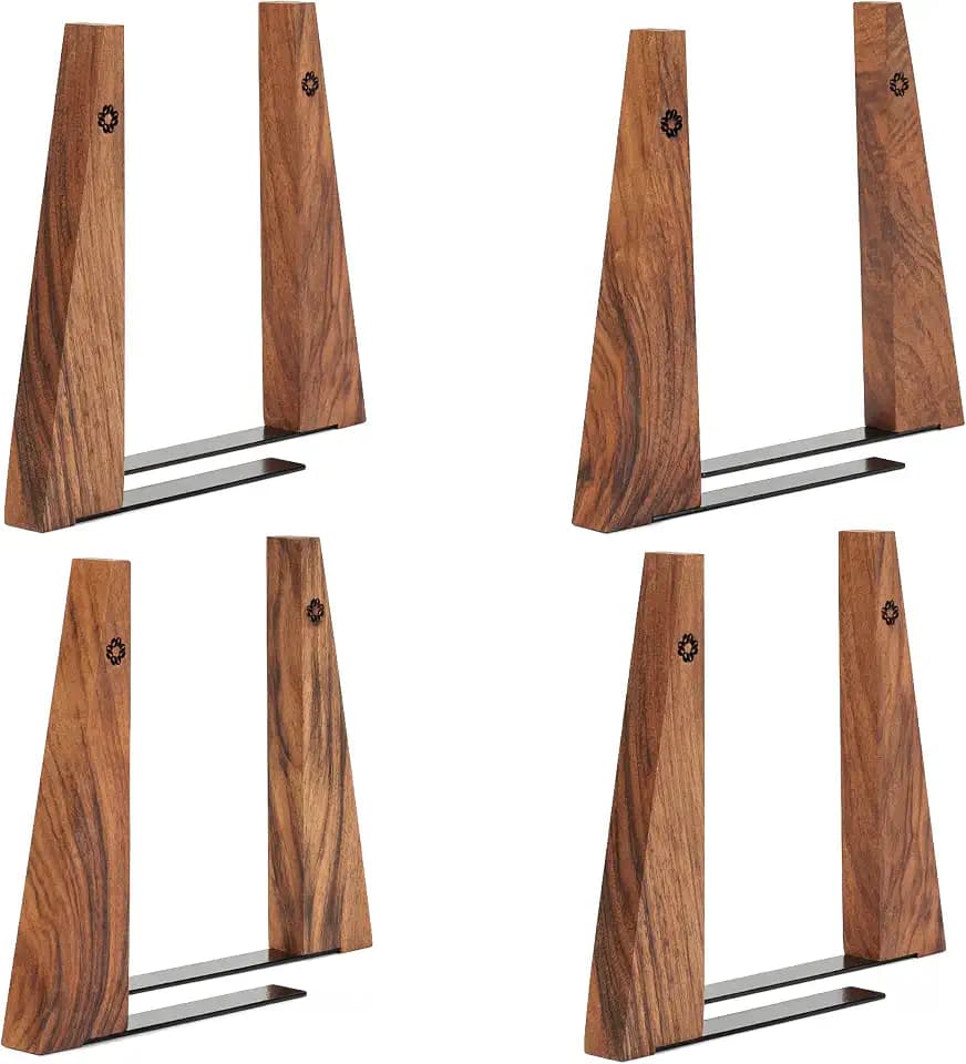 TILISMA Wooden Bookends with Metal Base | Slick, Smart Design - 4 Pair