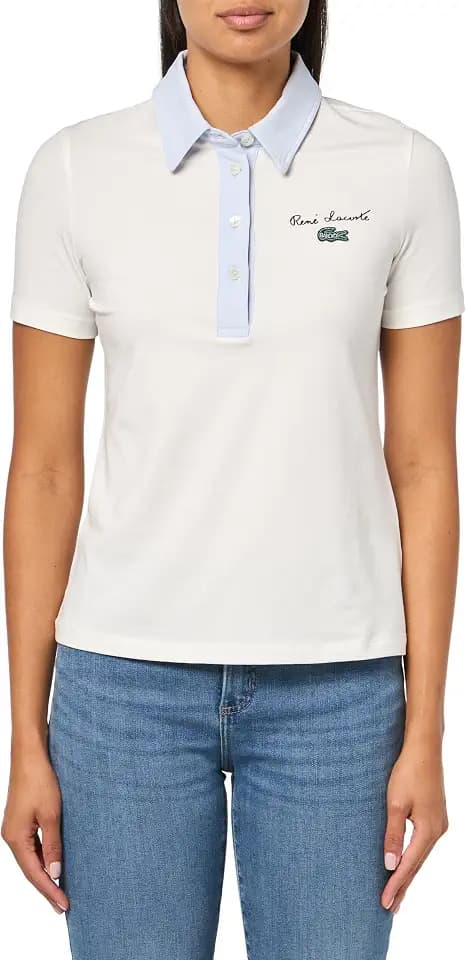 Lacoste Women's Seasonal Short Sleeve Slim Fit Chest Branding Polo