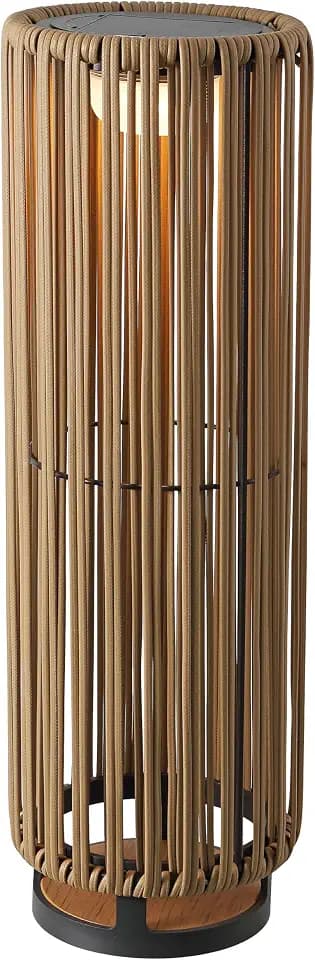 JONATHAN Y Sawara 26.75" Modern Solar LED Outdoor Lantern, Natural