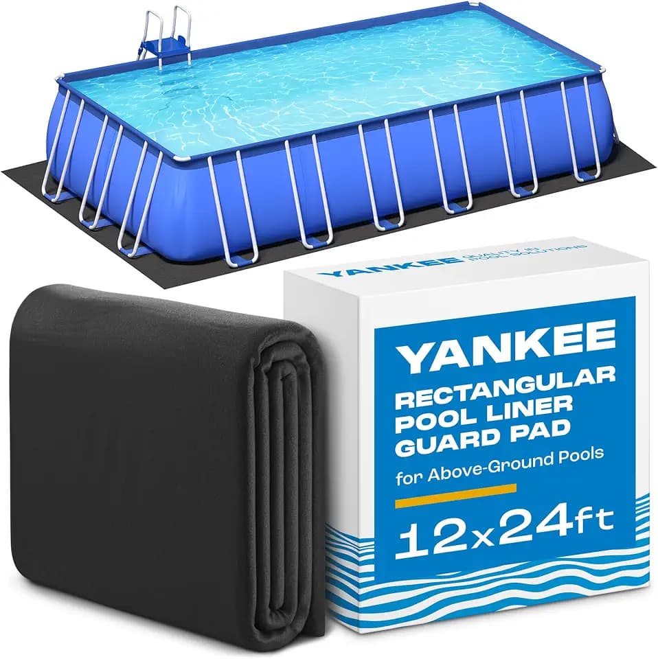 Yankee Pool Liner Pad, 12x24 Ft Rectangular Puncture Proof Pool Mat, Above Ground Pool Liner Protector Against Tearing, Grass, Under Pad to Prolong Swimming Pool Liner Life