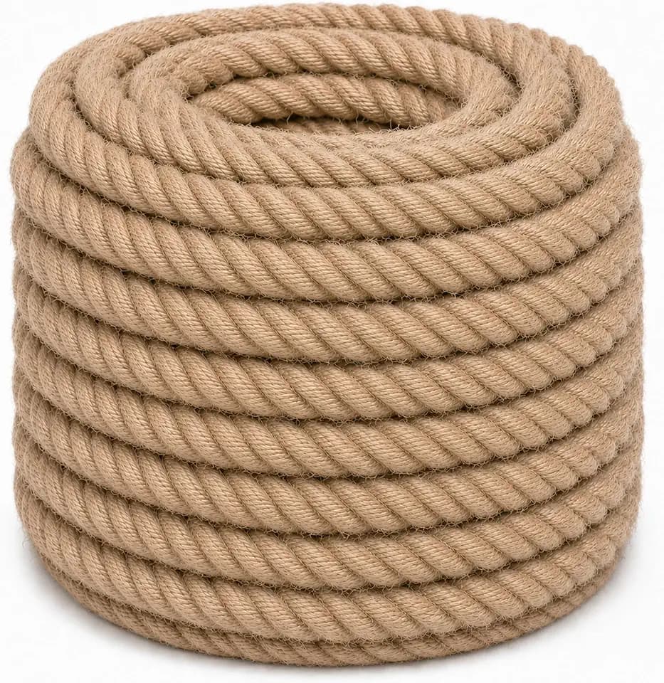 Natural Jute Hemp Rope (1.5 Inch x 100 Feet) Heavy Duty Manila Rope for Docks, Railings, Landscaping, Tug of War, Decorating