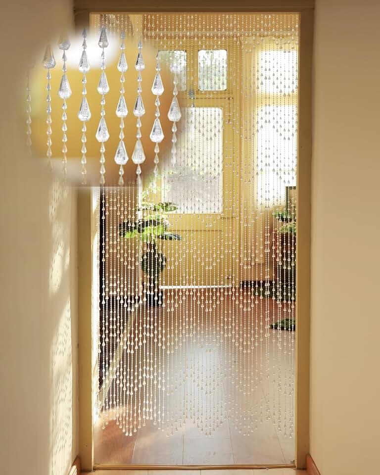 Transparent Perlenvorhang 90x200cm 60 Stränge Wellen Stil Vorhang