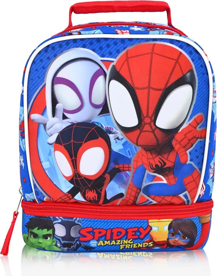 Fast Forward Marvel Spidey and His Amazing Friends Lunch Box for Kids | Insulated Lunch Bag Lunch Box for Boys, Girls, Toddlers | Spidey and His Amazing Friends Blue Reusable Lunchbox 9" x 8" x 4.5"