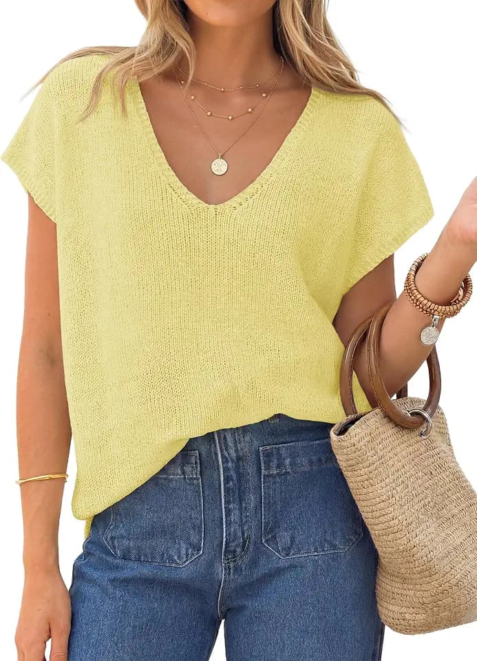 ZESICA Summer Short Sleeve Lightweight Sweaters for Women