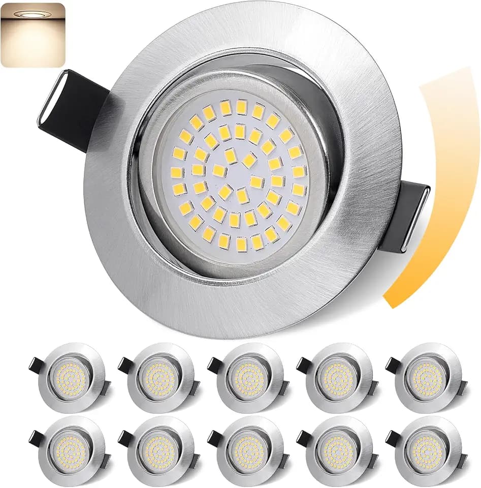 GeyouLux LED Einbaustrahler 230V Dimmbar 68mm 6W IP44 LED Spots 10er set