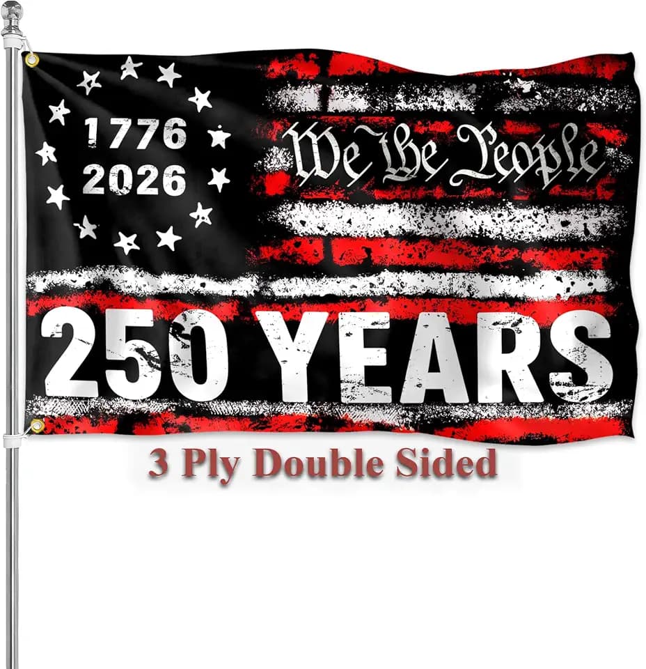 250 Years America Flag 3x5 Ft Outdoor Double Sided 3 Ply 250th Anniversary 1776 2026 Semiquincentennial Flag for Outside House Indoor Yard Patriotic Banner Decor