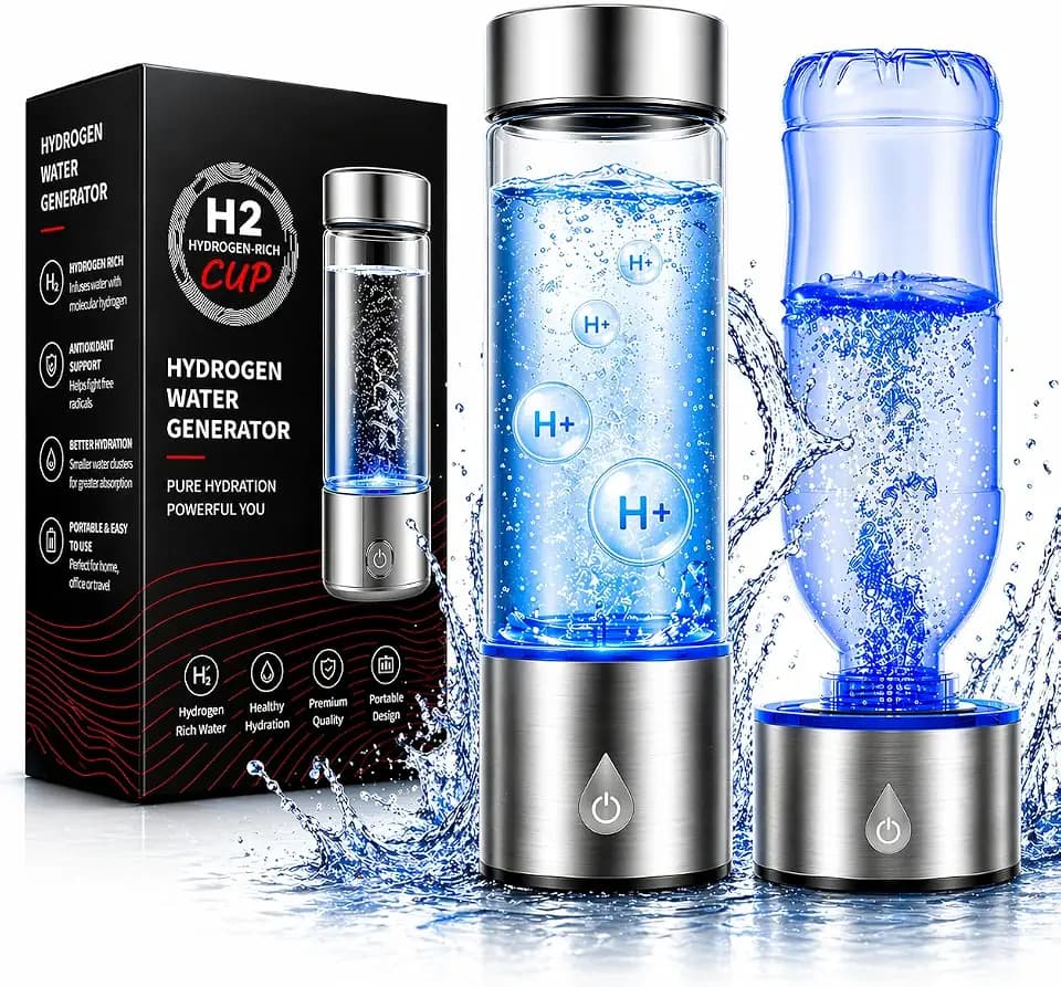 Hydrogen Water Bottle – Portable SPE/PEM Electrolysis Bottle, USB-Rechargeable, Antioxidant Rich H₂ Water for Hydration, Energy & Skin Health