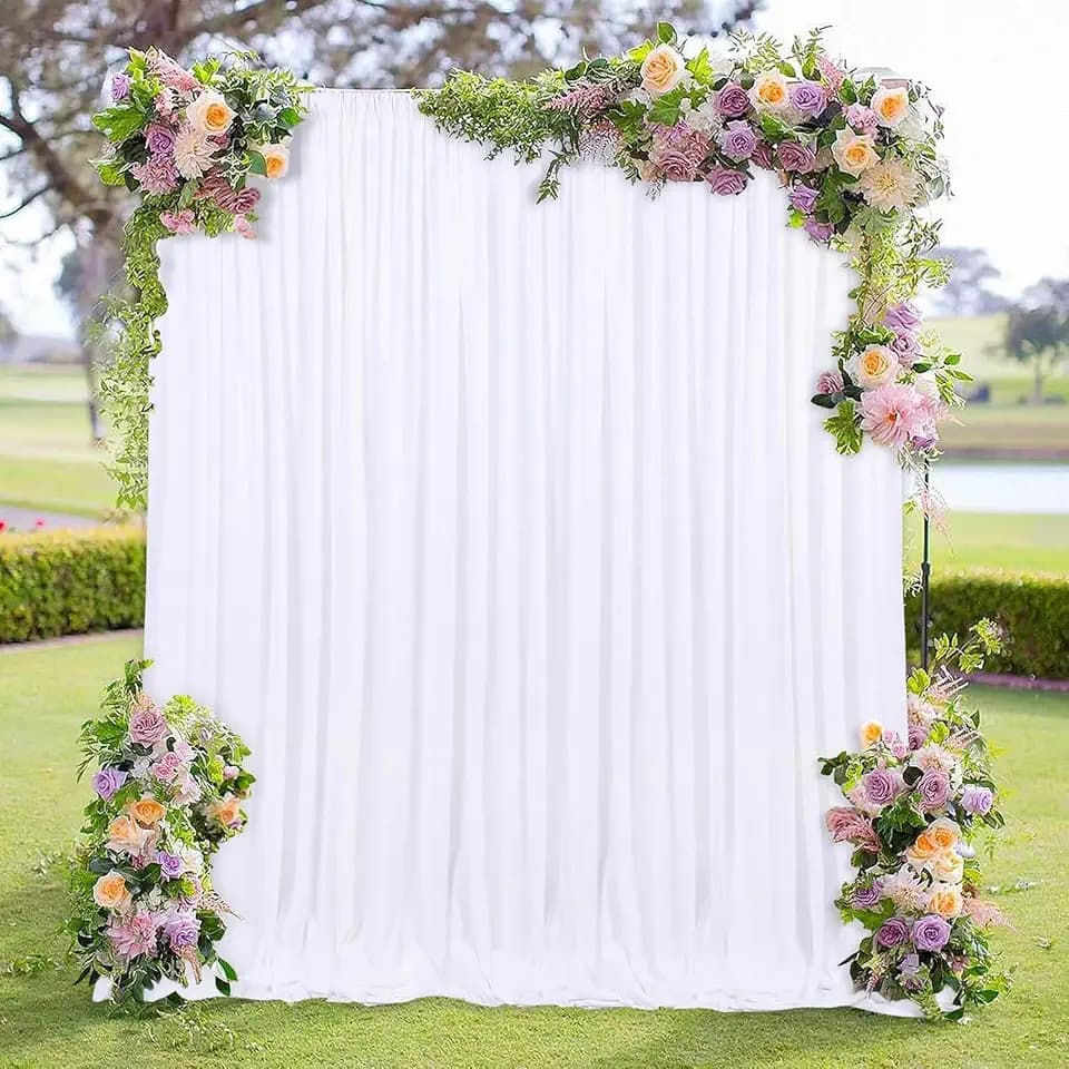 MEETSKY White Backdrop Curtains for Wedding Parties,10x8 FT White Curtains